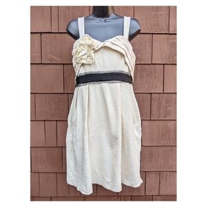 Anthropologie Deletta white sleeveless sweetheart knee length dress medium